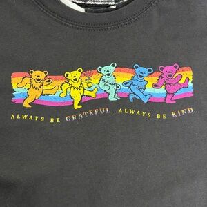 Grateful Dead Long Sleeve T Shirt Cropped Size M Colorful Dancing Bears Grunge